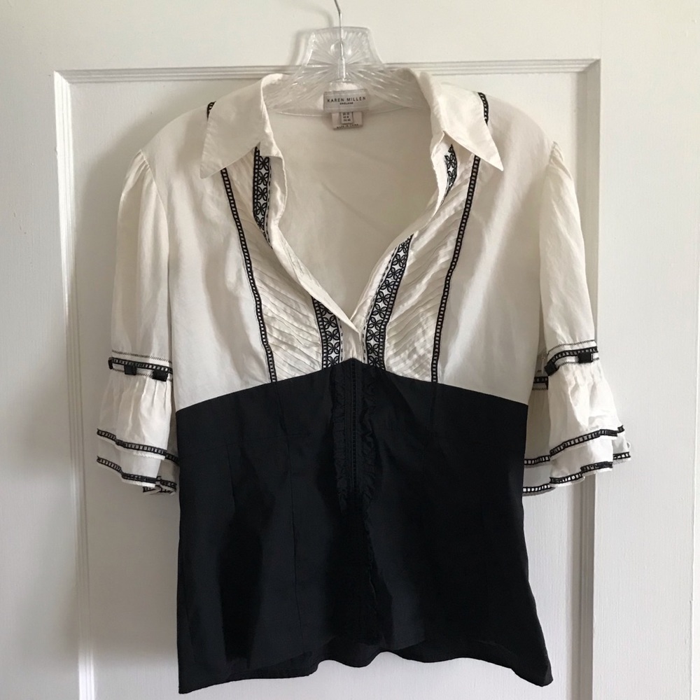 Karen Millen black and white blouse